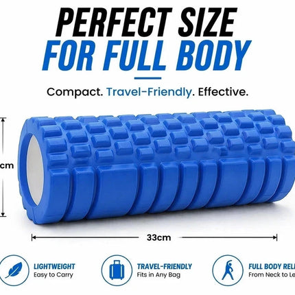 Foam Fitness Roller Blue Deep Tissue Massage Grid Muscle Trigger Point Muscles
