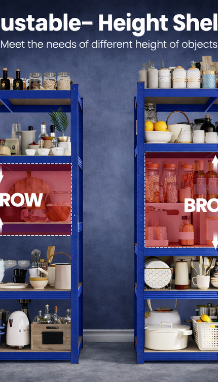 5 Tier Garage Shelving Unit 180 × 90 × 40cm