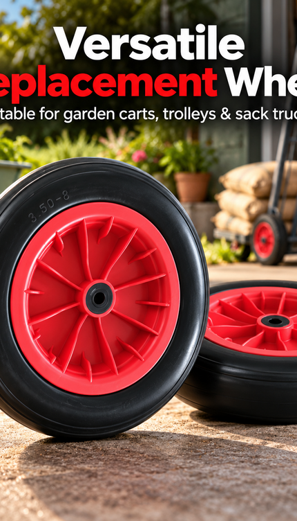 14" 3.50-8 Puncture-Proof Wheelbarrow Replacement Wheel- Black & Red