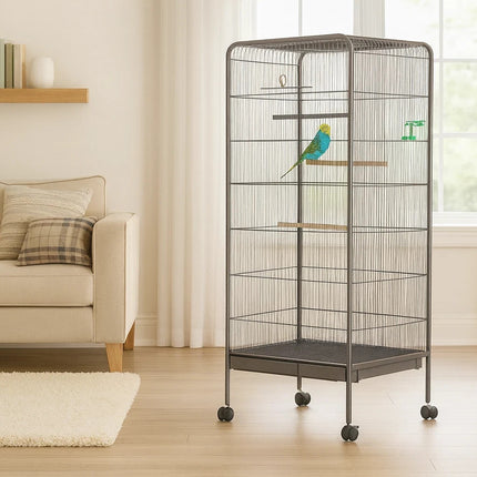 Steel Standing Cage for Cockatiels, Parrots & Pigeons Large Flight Bird Kin