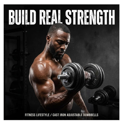 Cast Iron Adjustable Dumbbell & Barbell Set