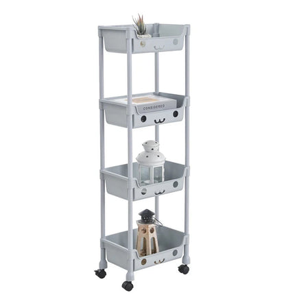 3/4 Tier Storage Trolley Cart on Wheels 4 Tier Kitchen Bathroom Laundry Rolling