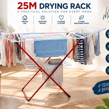 Winged Folding Clothes Airer Heavy Duty Metal Laundry Drying Rack Indoor 18M/25M
