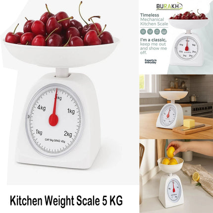 Kitchen Weight Scale 5KG White Round Mechanical Cooking Food Measuring Scale