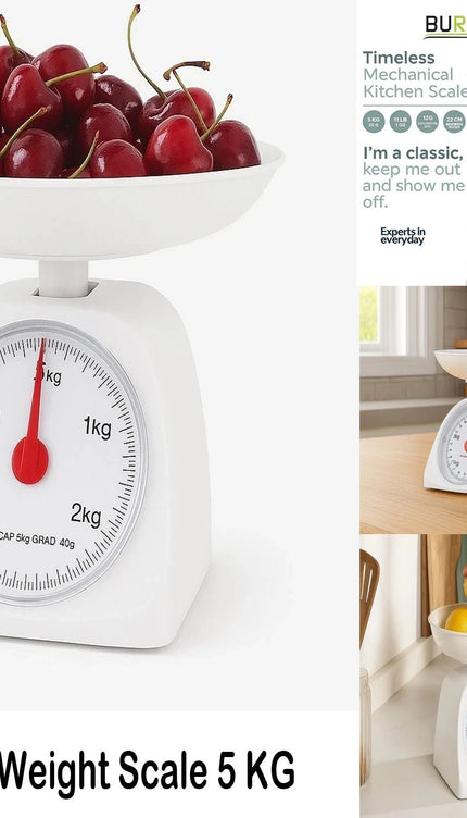 Kitchen Weight Scale 5KG White Round Mechanical Cooking Food Measuring Scale