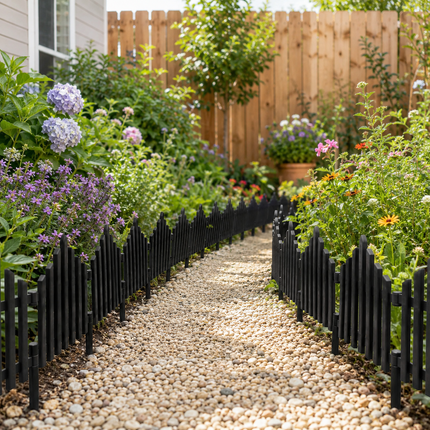 Garden Edging Fence 10PCS Wood Effect Lawn Border