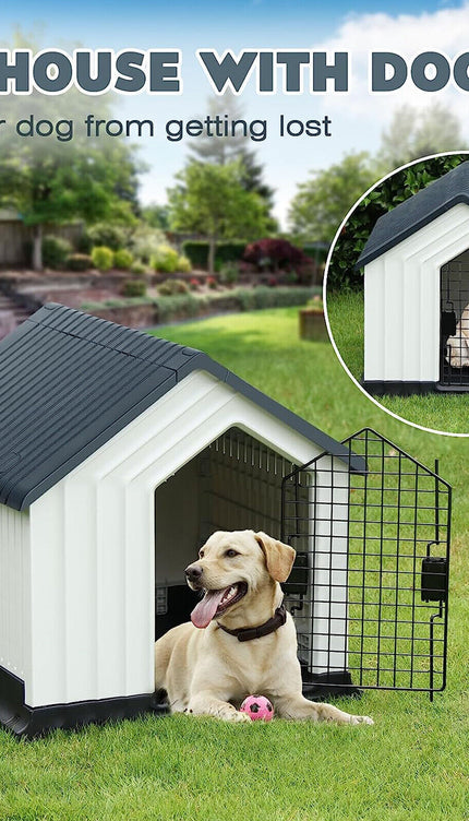 Dog House Plastic Durable Kennel Shelter Weatherproof In /Outdoor Animal Shelter