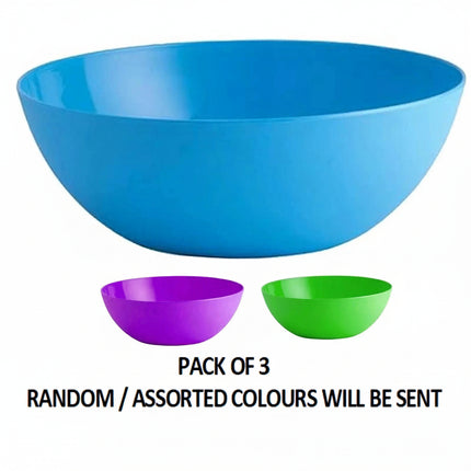 3x Washing Up Bowl 5 Liters Round Plastic Basin Sink Kitchen Cutlery Tidy Mixing
