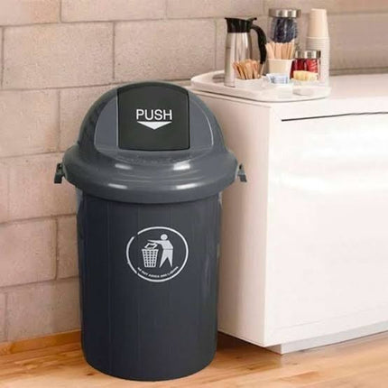 80L Large Plastic Dustbin Push Flap Lid Rubbish Waste Bin Home Office Kitchen