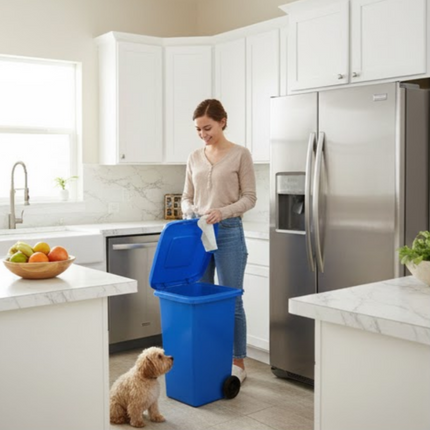 Recycling Wheelie Bin Dustbin Rubbish Waste Trash Kitchen Home Office 50L Blue