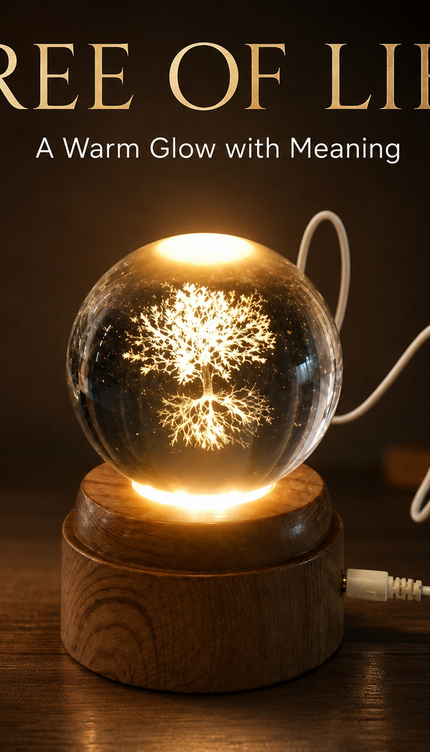 6cm Tree of Life Crystal Ball Light with Rotating Base