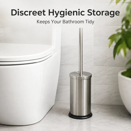 Stainless Steel Toilet Brush & Holder Bathroom WC Cleaning Brush Set Long Handle