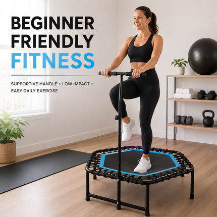 Fitness Trampoline With Adjustable T Shaped Handle Bar Exercise Rebounder 45inch