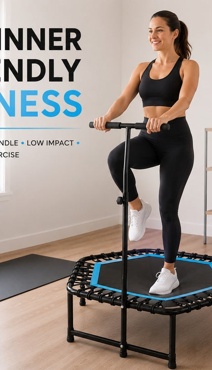 Fitness Trampoline With Adjustable T Shaped Handle Bar Exercise Rebounder 45inch