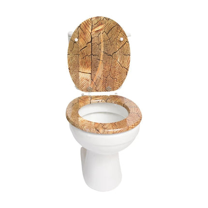 18'' Universal Wooden Toilet Seat Easy Fit Bathroom WC Seat with Fittings
