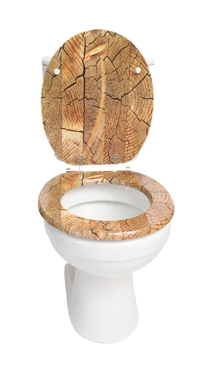 18'' Universal Wooden Toilet Seat Easy Fit Bathroom WC Seat with Fittings
