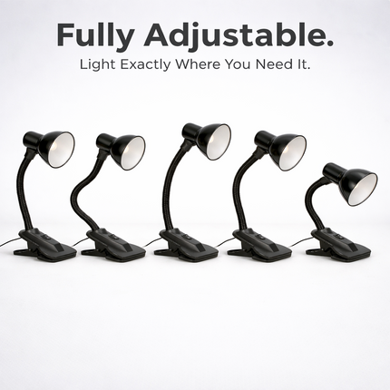 Adjustable Desk Clamp Lamp Bed Study Reading Light Clip On Table Lamp Black