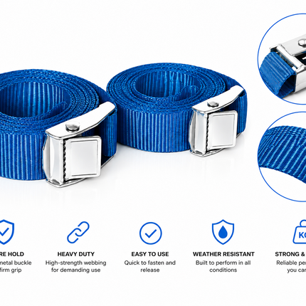 Ratchet Tie Down Strap Pair 2.5m Cargo Belt Buckle