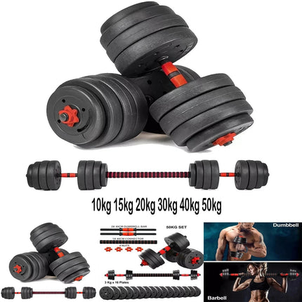 Adjustable Dumbbell & Barbell Set-Red