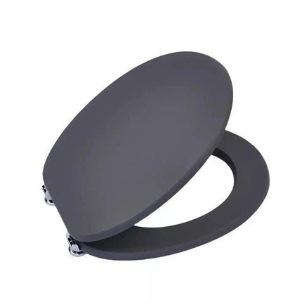 18" Universal MDF Bathroom Toilet Seat Grey Easy Fit WC Seat with Fittings