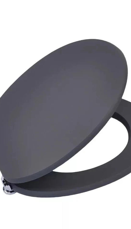 18" Universal MDF Bathroom Toilet Seat Grey Easy Fit WC Seat with Fittings