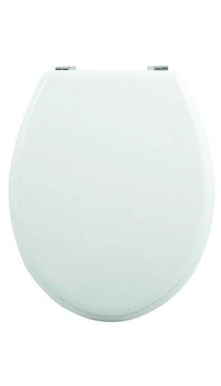 18" Universal Toilet Seat White Easy Fit Bathroom WC Seat With Fittings