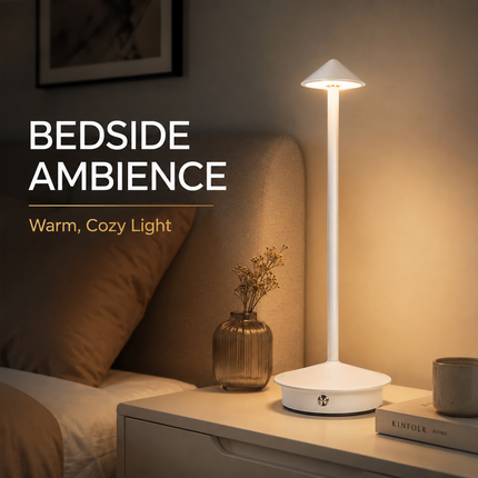 Cordless LED Table Lamp USB-C Rechargeable Dimmable Metal Light 3 Colour Modes