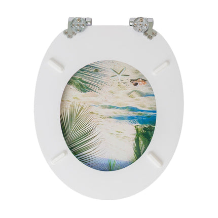 18" Universal Toilet Seat MDF Wooden Bathroom WC Easy Fit + Fittings Novelty