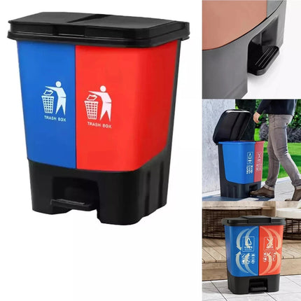 16L 20L 40L Recycling Pedal Bin Double Compartment Kitchen Waste Dustbin