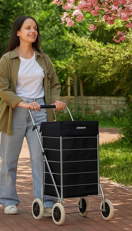 4 Wheel Shopping Cart Trolley Folding With Insulated Cooler Bag 60L Bag CaseUsed