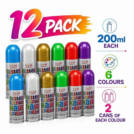 Temporary Hair Colour Spray 200ml Washable Glitter & Classic Dress Party Colours