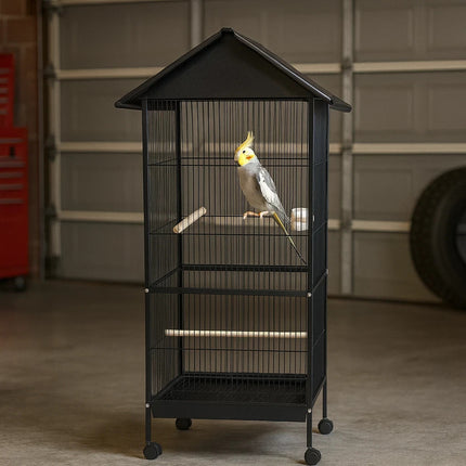 Large Bird Cage With Stand Metal Parrots Macaw Cockatiel Budgie Canary Enclosure