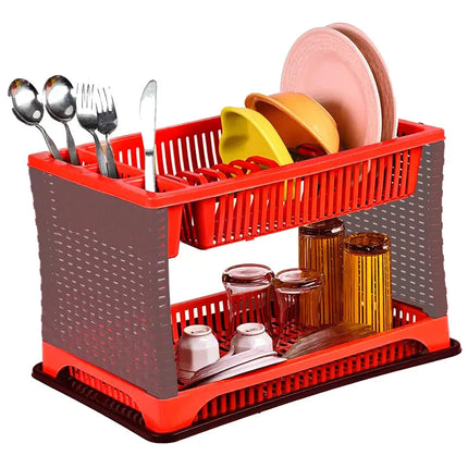 Dish Drying Rack Cup Drainer Plastic 2-Tier Strainer Holder Tray for Kitchen New