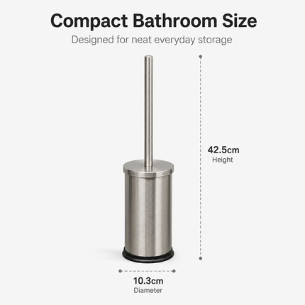Toilet Brush Holder Set 42.5cm Stainless Steel Bathroom WC Dense Cleaning Brush