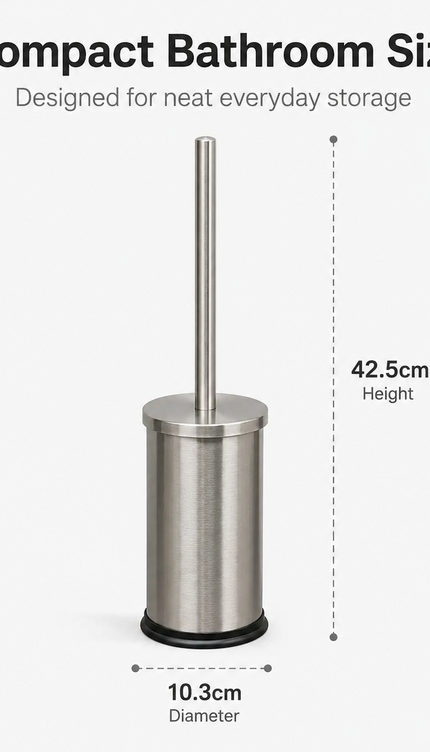 Toilet Brush Holder Set 42.5cm Stainless Steel Bathroom WC Dense Cleaning Brush