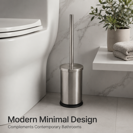 Toilet Brush Holder Set 42.5cm Stainless Steel Bathroom WC Dense Cleaning Brush