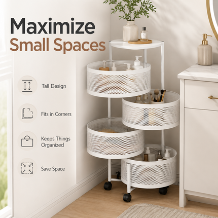 Storage Rack Rotating 5 Tier Kitchen Vegetable Bathroom Organizer Shelf