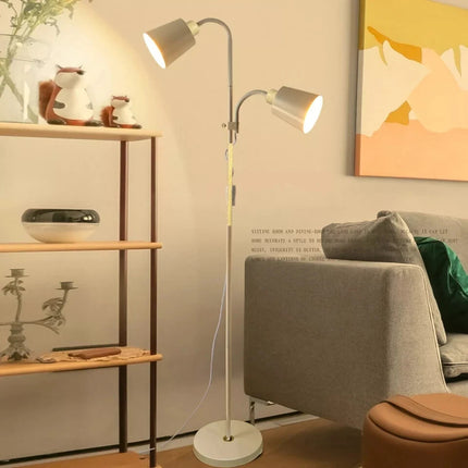 Floor Lamp with Dual Heads E27 Reading Light Modern Rotating Adjustable for Home