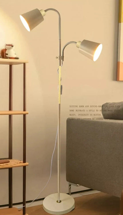 Floor Lamp with Dual Heads E27 Reading Light Modern Rotating Adjustable for Home