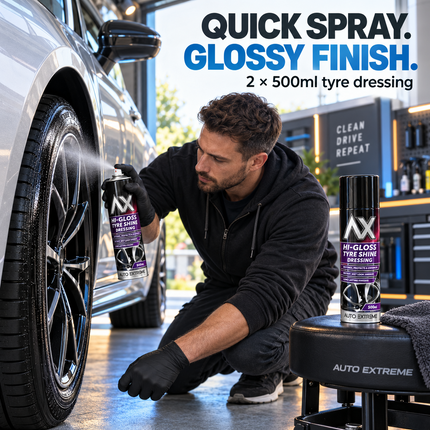 Auto Extreme Tyre Shine Spray 500ml High Gloss Wet Look Car Tyre Dressing 2-Pack