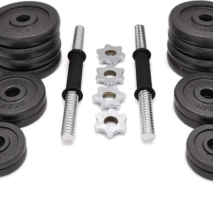 Cast Iron Adjustable Dumbbells & Barbell Set 20Kg Durable for Men & Women