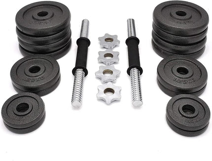 Cast Iron Adjustable Dumbbells & Barbell Set 20Kg Durable for Men & Women