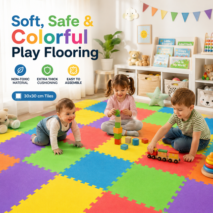 Eva Foam Mat Gym Floor Mats Foam Yoga & Play Thick Interlocking Tiles 30x30cm