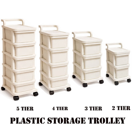 Plastic Storage Trolley Drawer Cabinet Home Office Kitchen Bathroom On Wheels