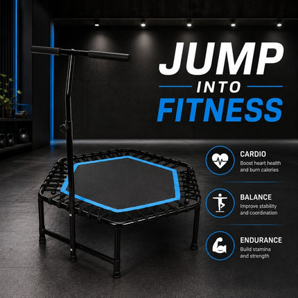 Fitness Trampoline With Adjustable T Shaped Handle Bar Exercise Rebounder 45inch