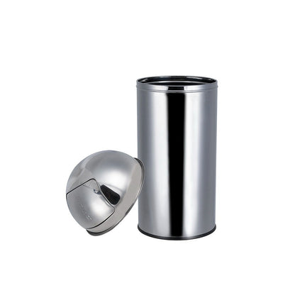 50L Stainless Steel Trash Bin Cylindrical Waste Can Swing Lid Indoor Outdoot