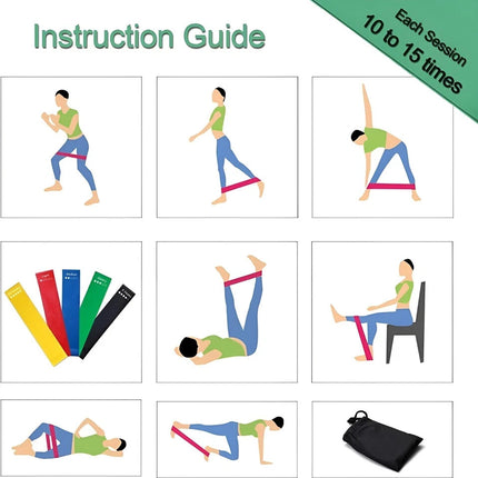 5-Pack Resistance Bands Loop Latex Fitness Exercise Yoga Workout Home Gym