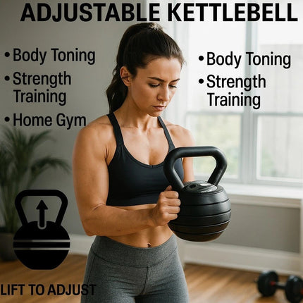 Adjustable Kettlebell Set 9kg-18kg Weight Lifting Gym Workout Fitness Exercise