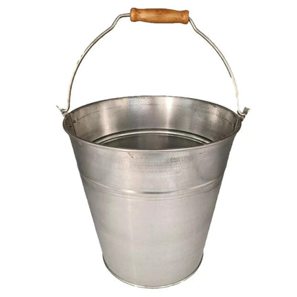 TRADITIONAL GALVANISED STRONG STEEL METAL BUCKET WITH WOODEN HANDLE 9L To 18L