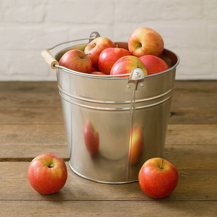 TRADITIONAL GALVANISED STRONG STEEL METAL BUCKET WITH WOODEN HANDLE 9L To 18L